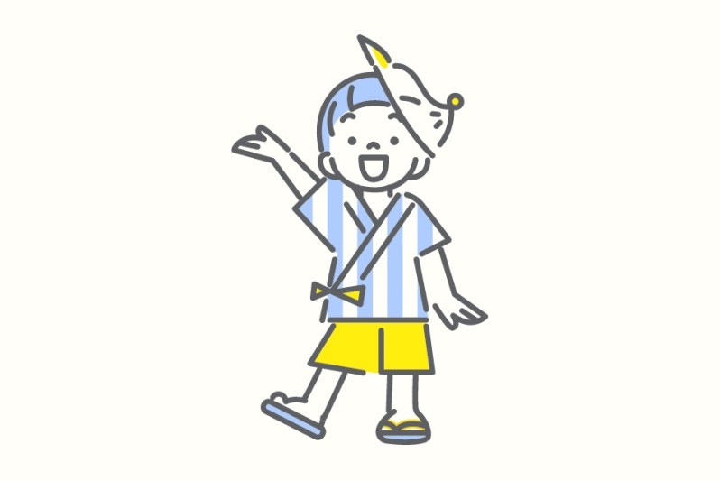 夏祭りの浴衣の少年のイラスト